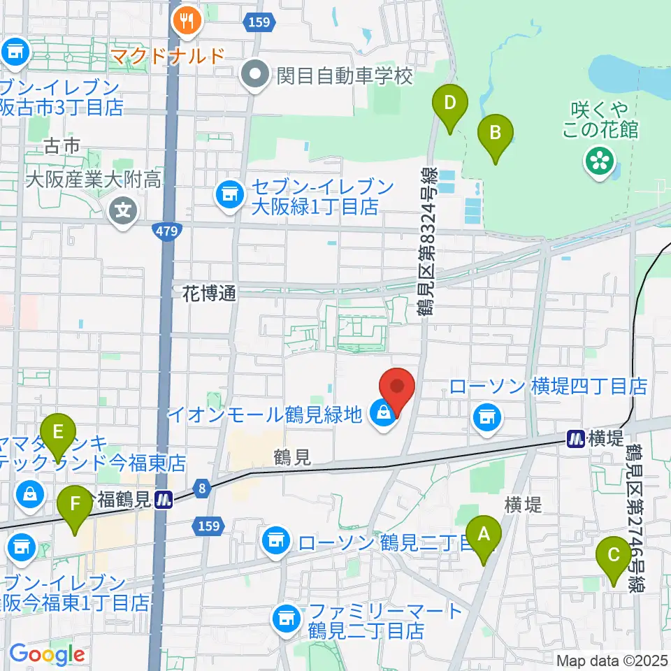 山野楽器 イオンモール鶴見緑地店周辺のホテル一覧地図