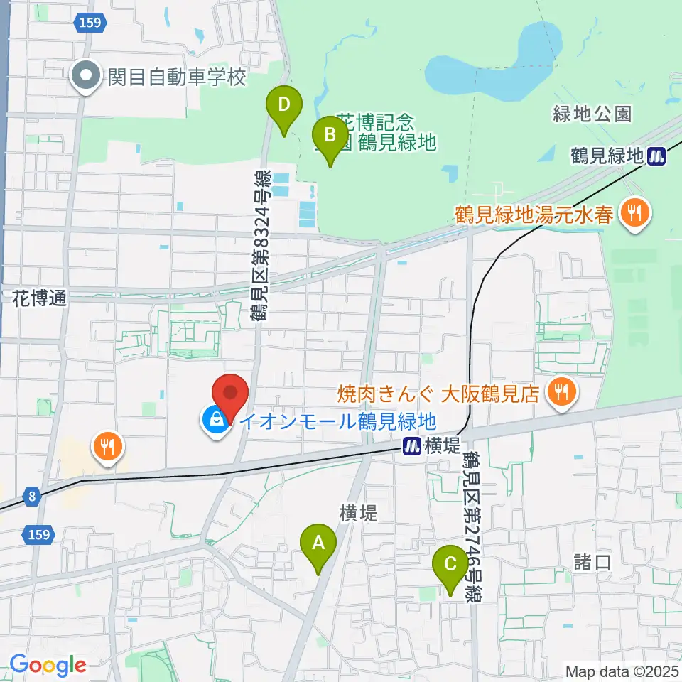 山野楽器 イオンモール鶴見緑地店周辺のホテル一覧地図