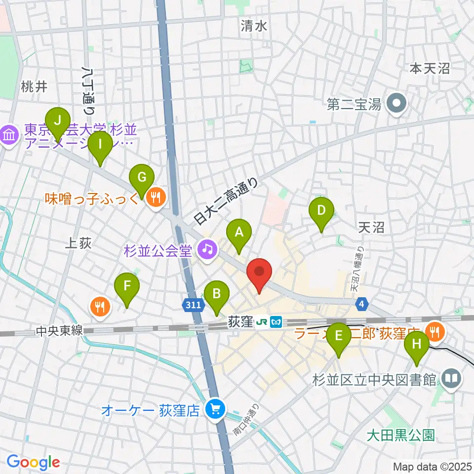 荻窪クラブドクター周辺のホテル一覧地図