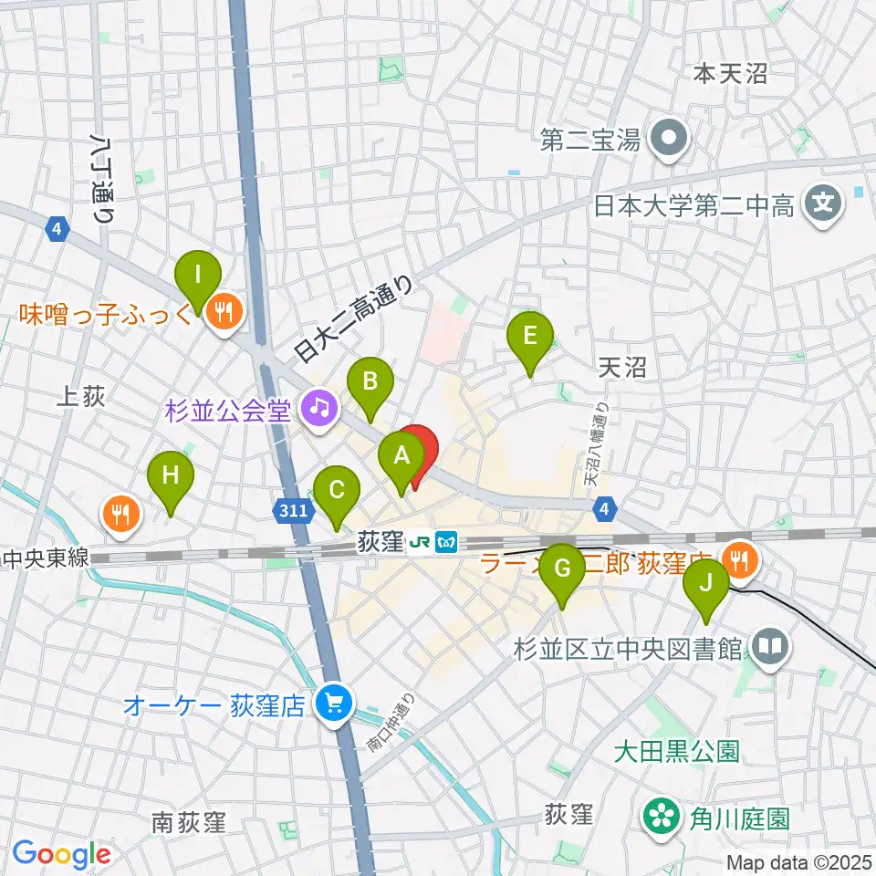 荻窪クラブドクター周辺のホテル一覧地図