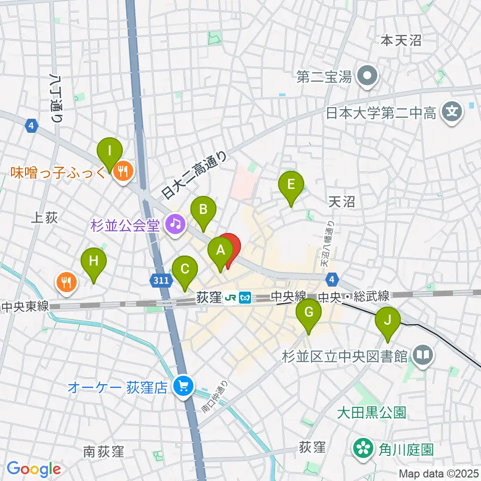 荻窪クラブドクター周辺のホテル一覧地図