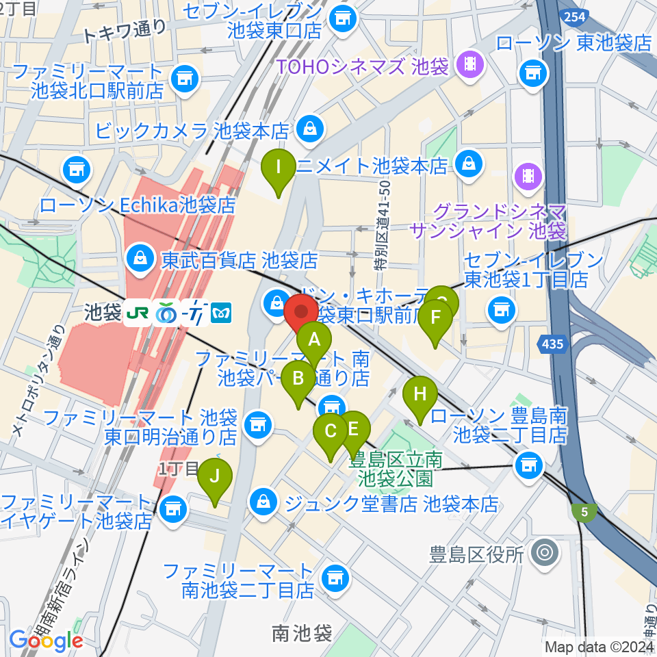 池袋EDGE周辺のホテル一覧地図