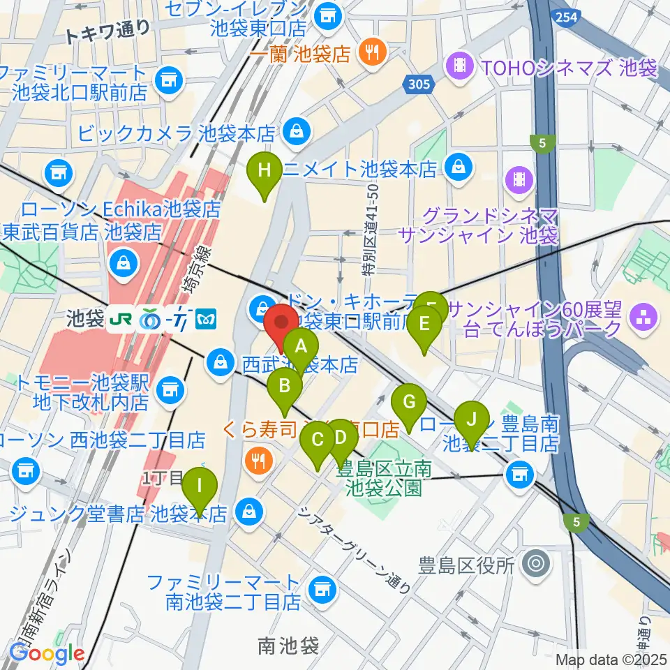池袋EDGE周辺のホテル一覧地図