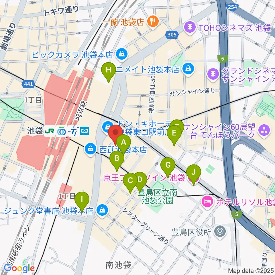 池袋EDGE周辺のホテル一覧地図