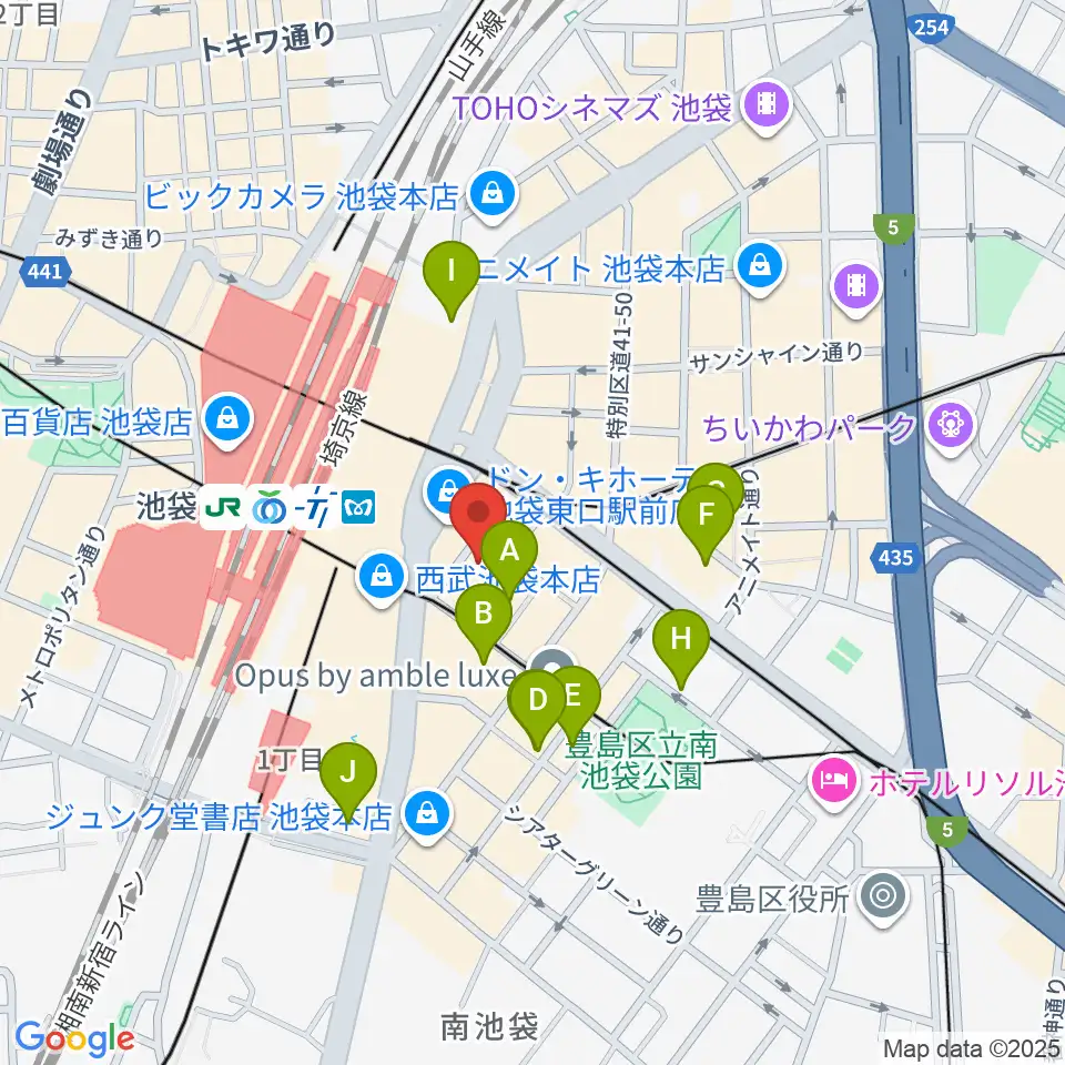 池袋EDGE周辺のホテル一覧地図