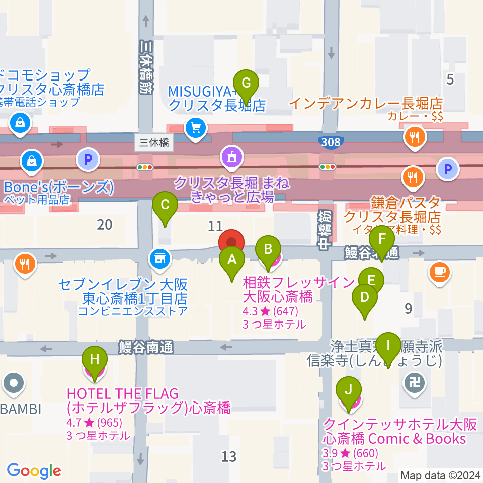 CONPASS周辺のホテル一覧地図