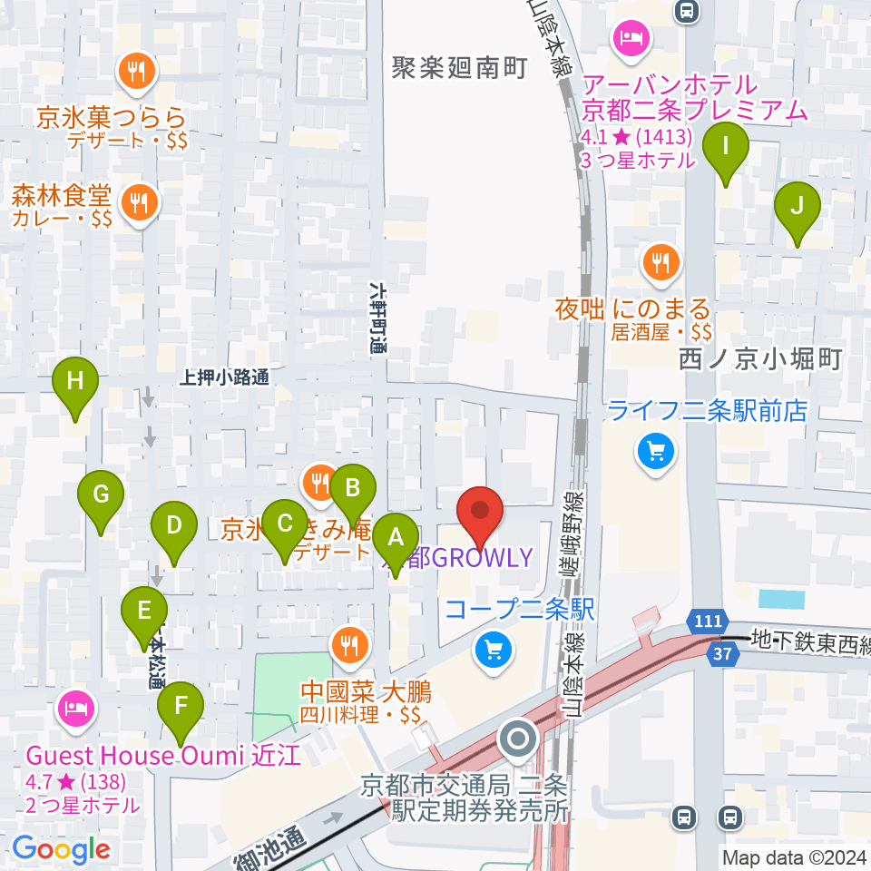 京都GROWLY周辺のホテル一覧地図