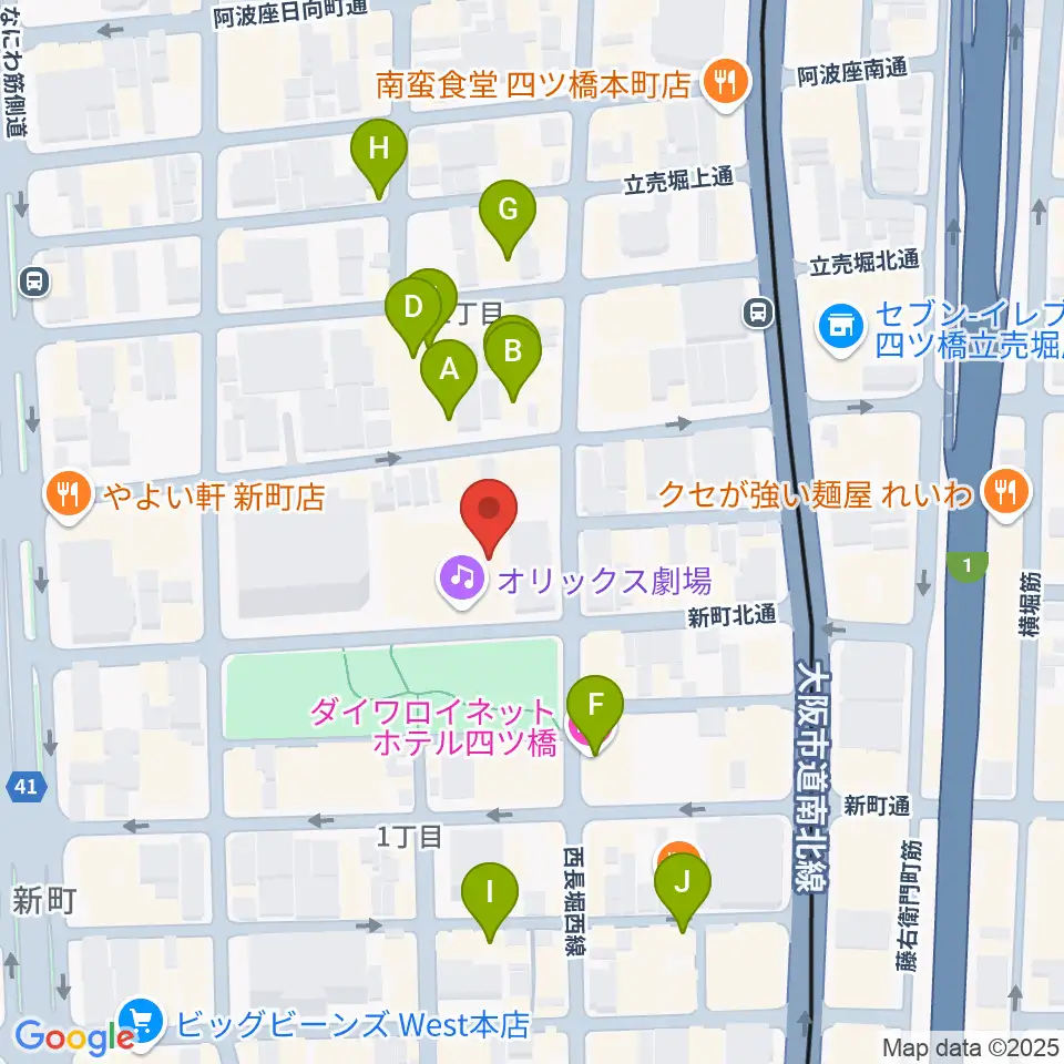 オリックス劇場周辺のホテル一覧地図