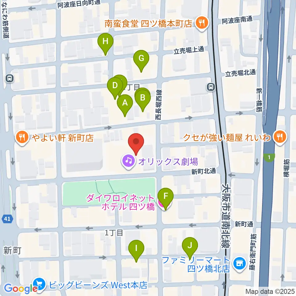 オリックス劇場周辺のホテル一覧地図