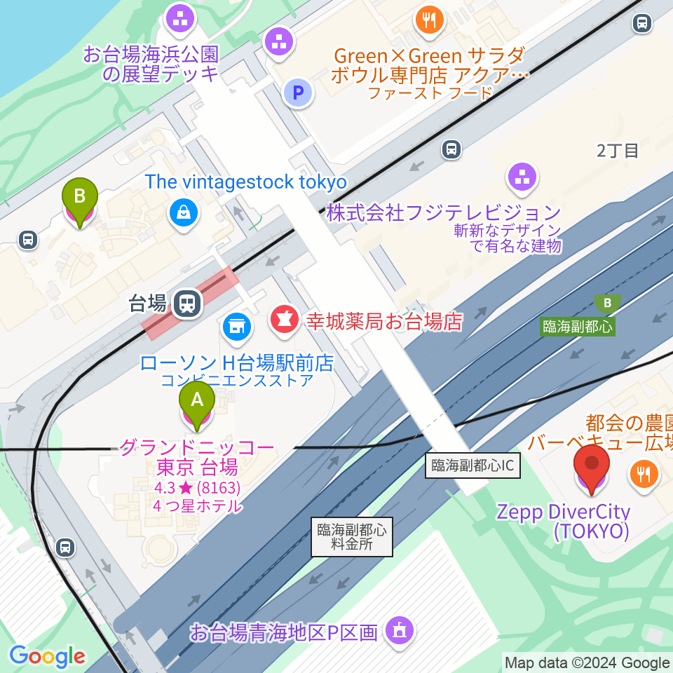 Zeppダイバーシティ東京周辺のホテル一覧地図