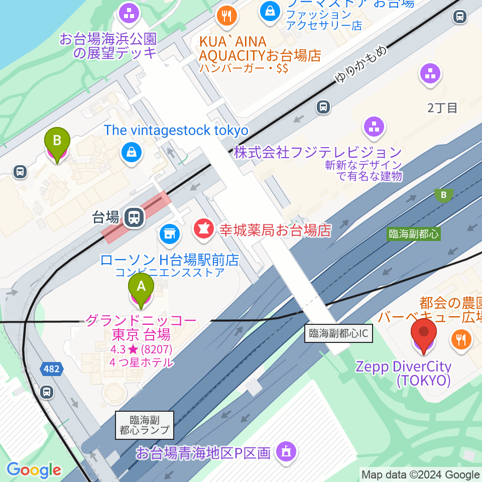 Zeppダイバーシティ東京周辺のホテル一覧地図