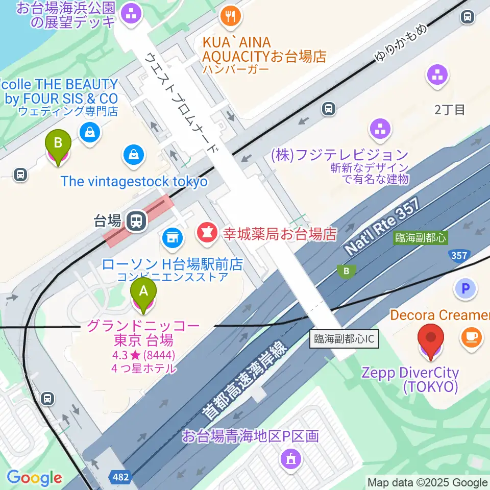 Zeppダイバーシティ東京周辺のホテル一覧地図