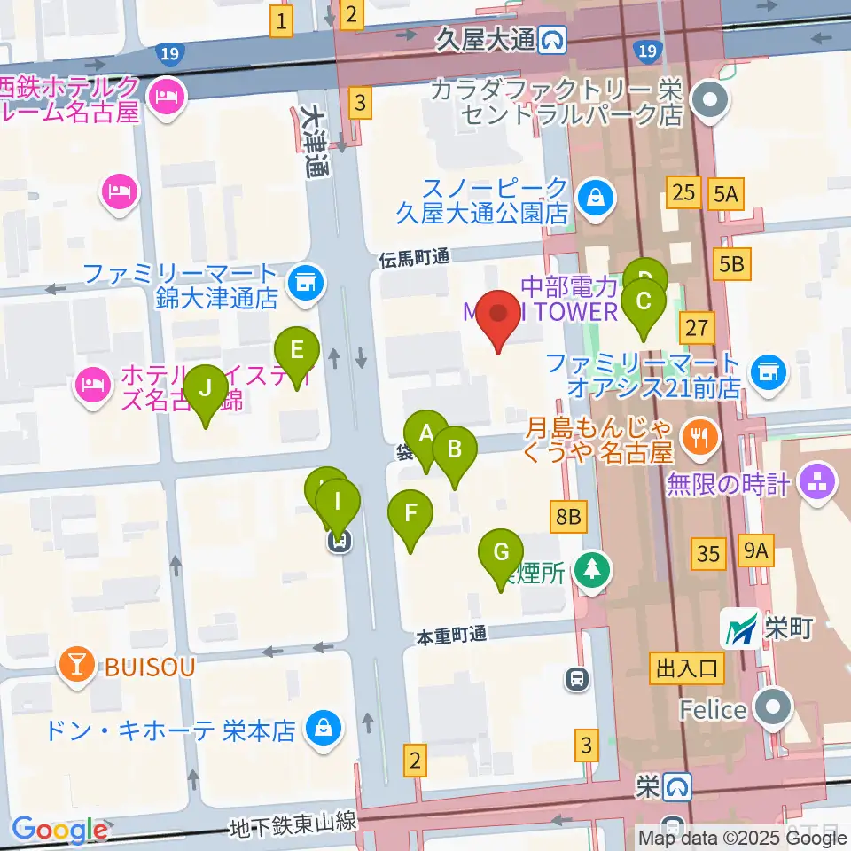 ロックス栄周辺のホテル一覧地図