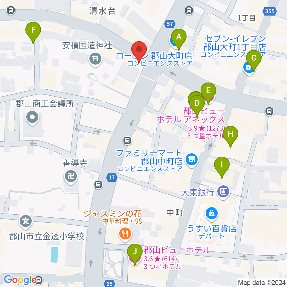 十字屋楽器周辺のホテル一覧地図