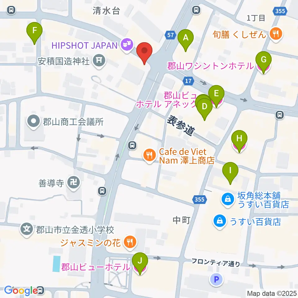十字屋楽器周辺のホテル一覧地図