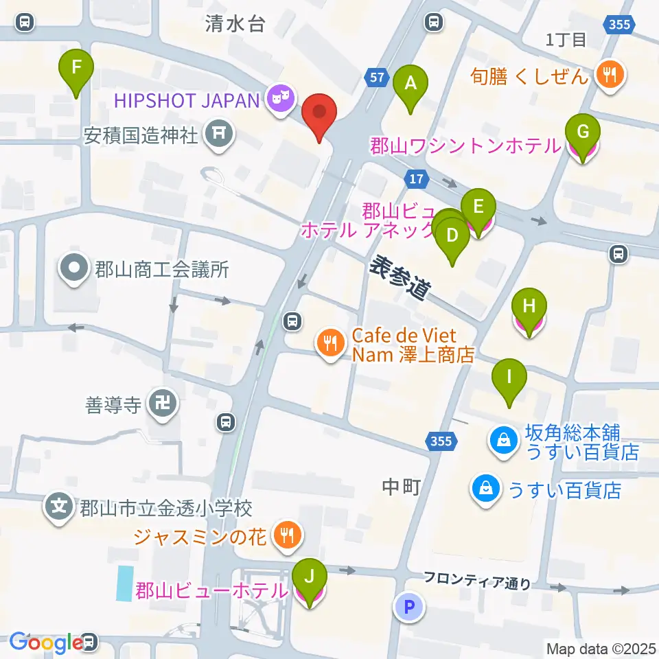 十字屋楽器周辺のホテル一覧地図
