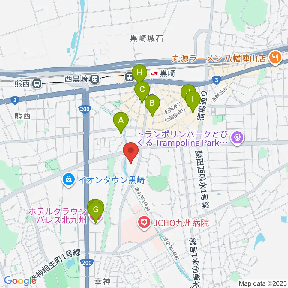 黒崎ひびしんホール周辺のホテル一覧地図