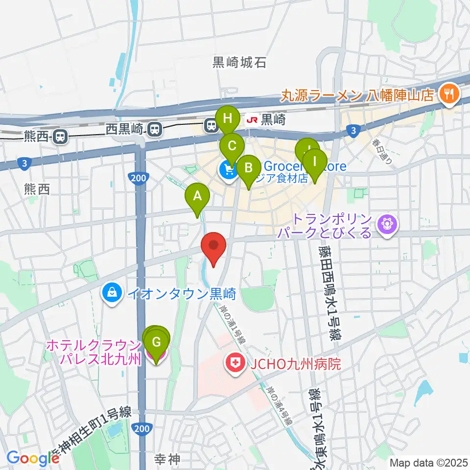 黒崎ひびしんホール周辺のホテル一覧地図