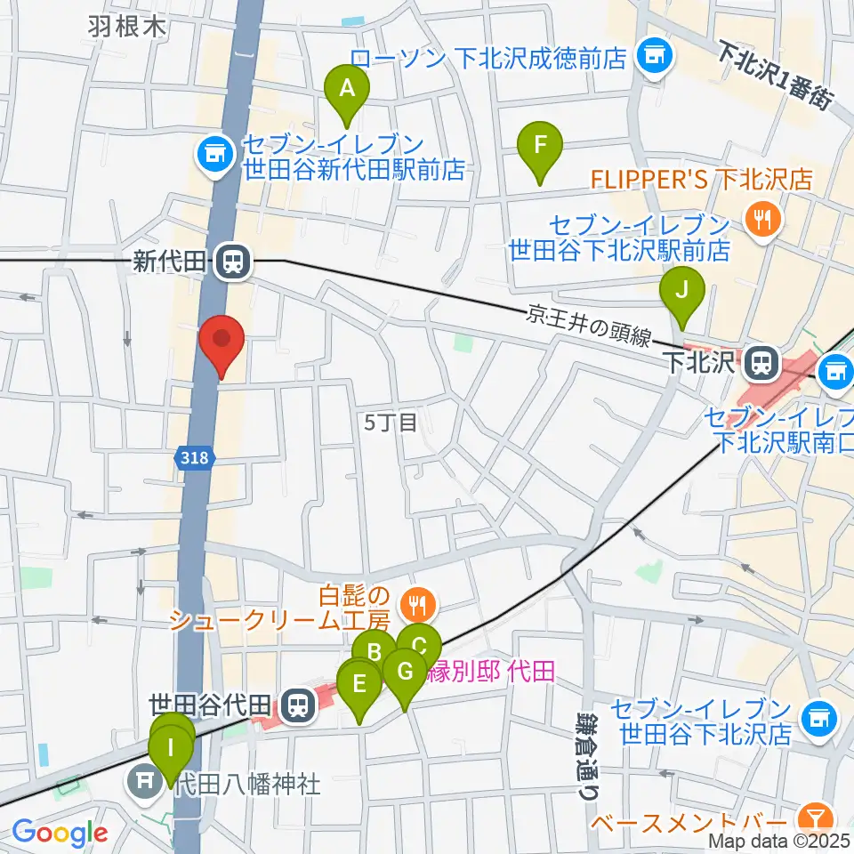 新代田クロッシング周辺のホテル一覧地図