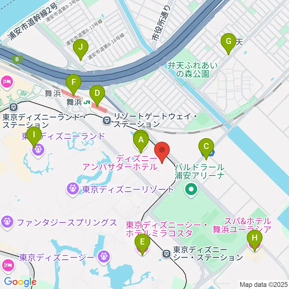 舞浜アンフィシアター周辺のホテル一覧地図