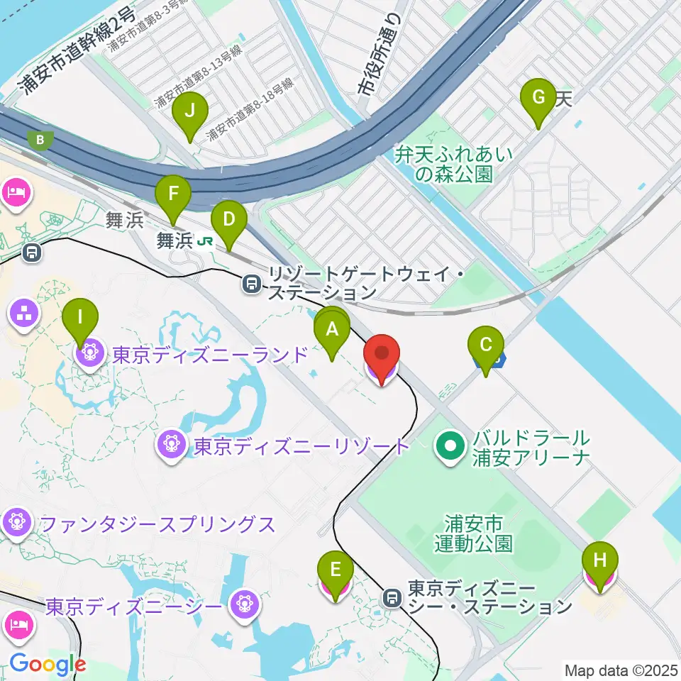 舞浜アンフィシアター周辺のホテル一覧地図