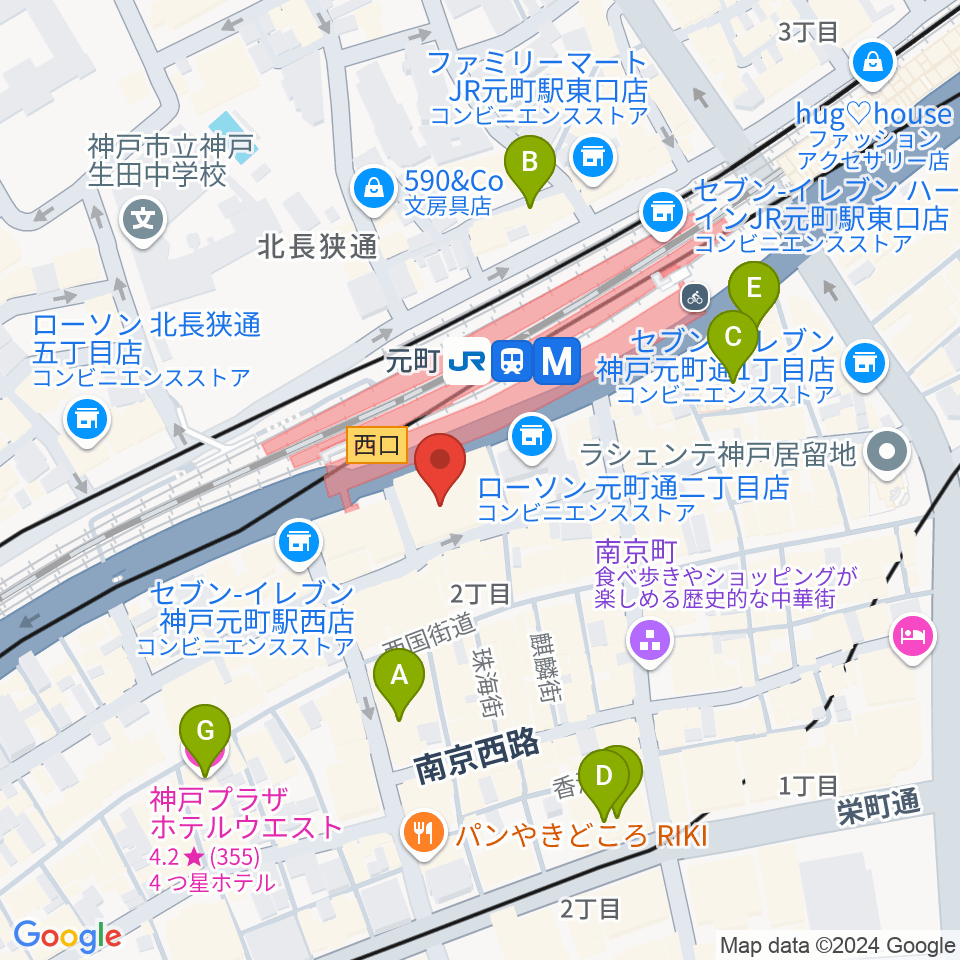 元町シアタージャジー周辺のホテル一覧地図