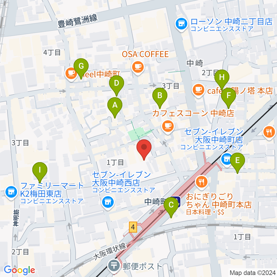 中崎町ホール周辺のホテル一覧地図