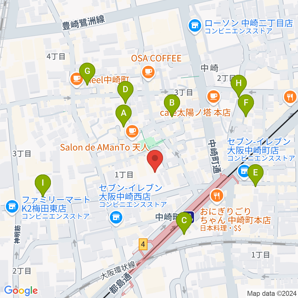 中崎町ホール周辺のホテル一覧地図