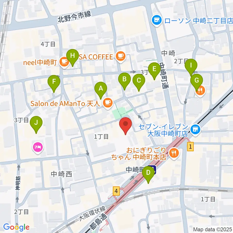 中崎町ホール周辺のホテル一覧地図