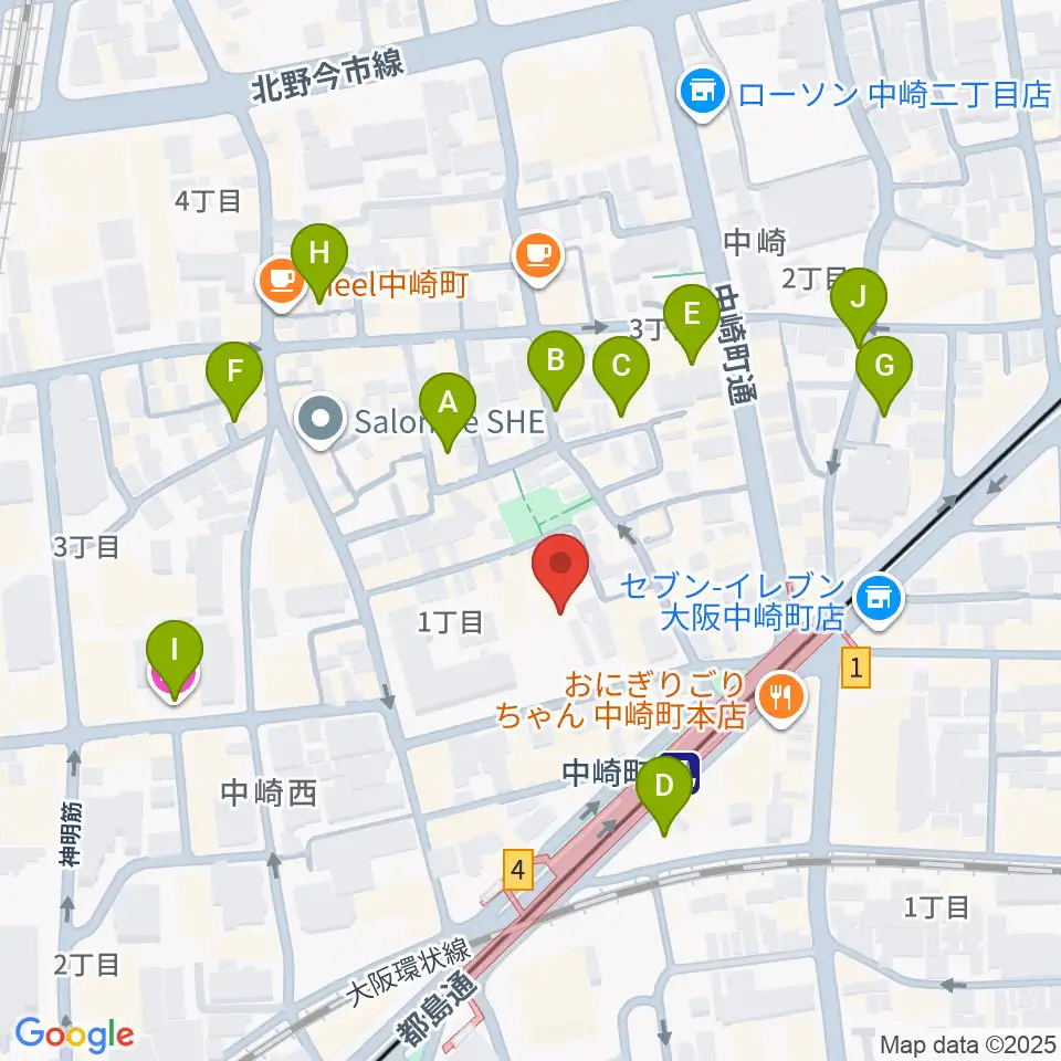 中崎町ホール周辺のホテル一覧地図