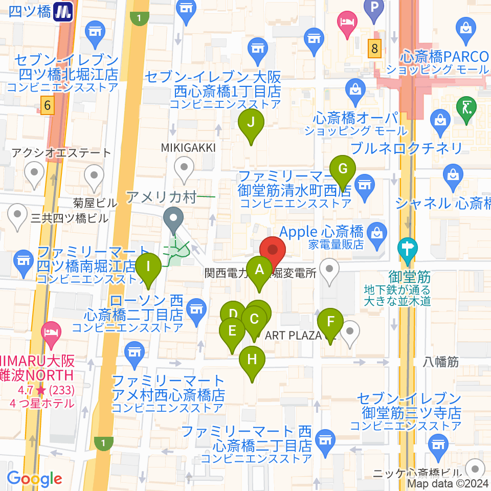心斎橋パンゲア周辺のホテル一覧地図