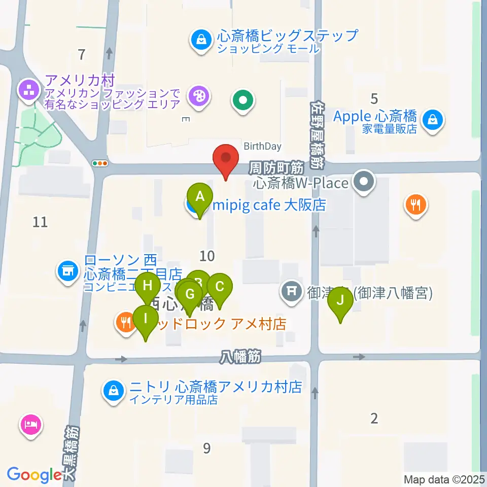 心斎橋パンゲア周辺のホテル一覧地図