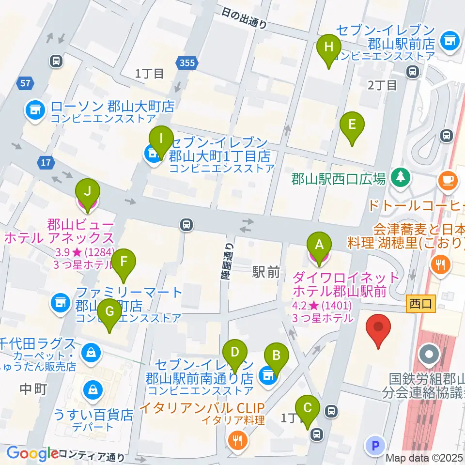 島村楽器 郡山アティ店周辺のホテル一覧地図