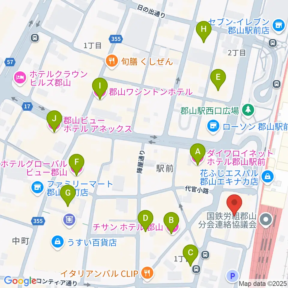 島村楽器 郡山アティ店周辺のホテル一覧地図