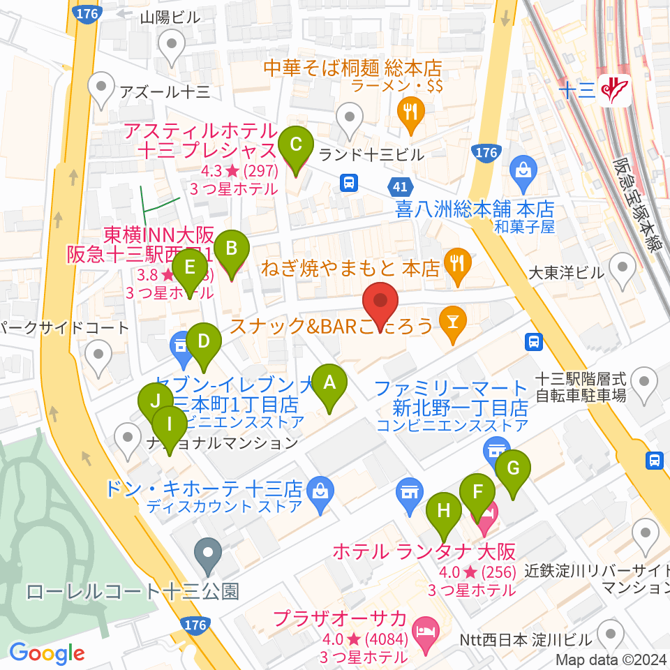 淀川文化創造館シアターセブン周辺のホテル一覧地図