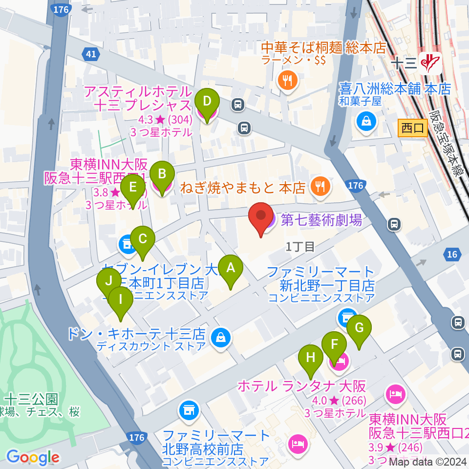 シアターセブン周辺のホテル一覧地図