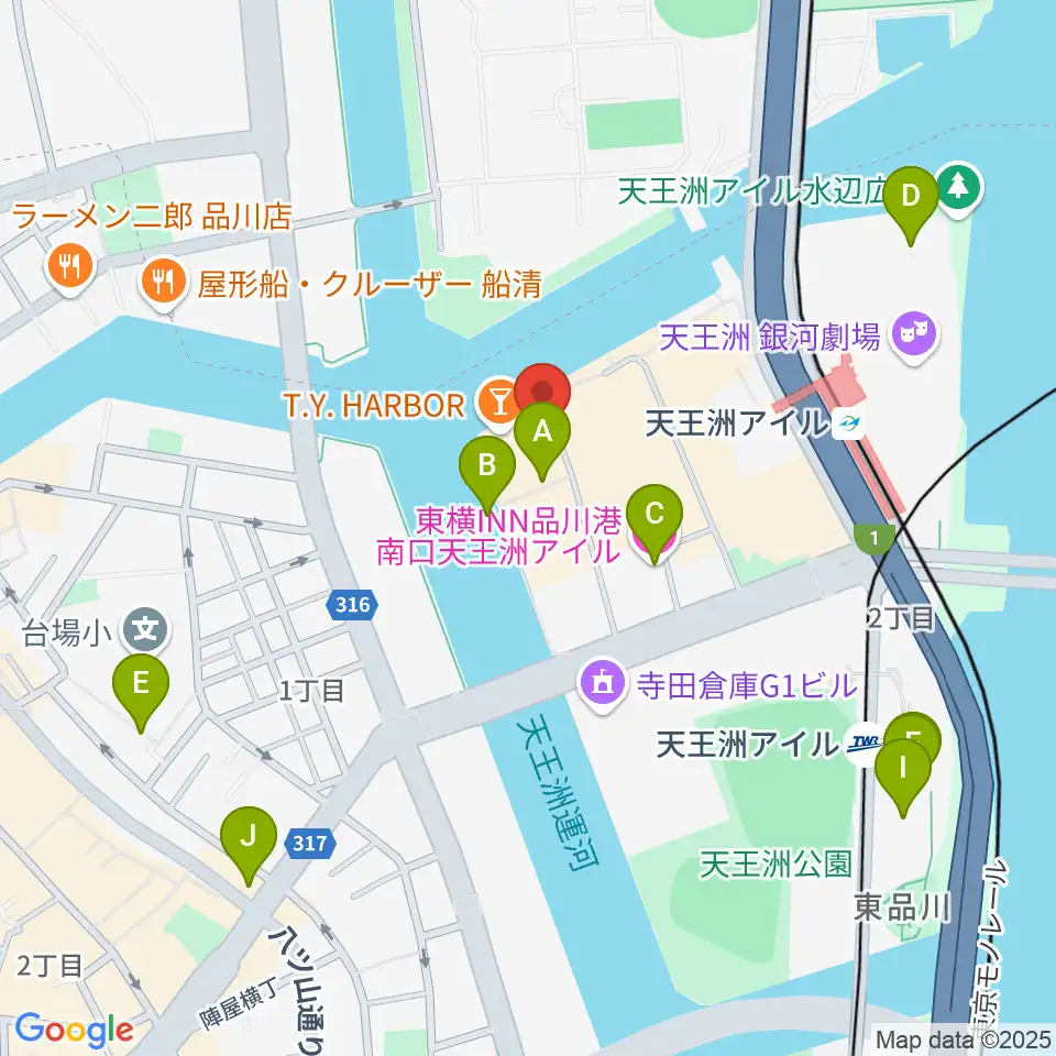 天王洲アイル KIWA周辺のホテル一覧地図