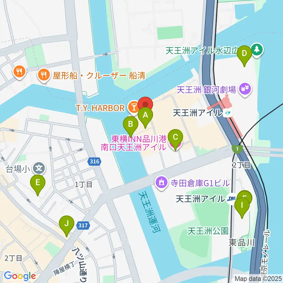 天王洲アイル KIWA周辺のホテル一覧地図
