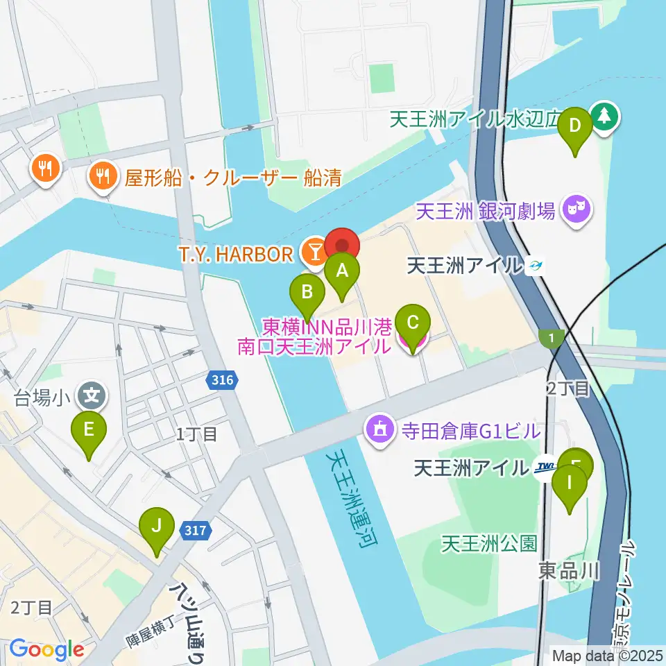 天王洲アイル KIWA周辺のホテル一覧地図