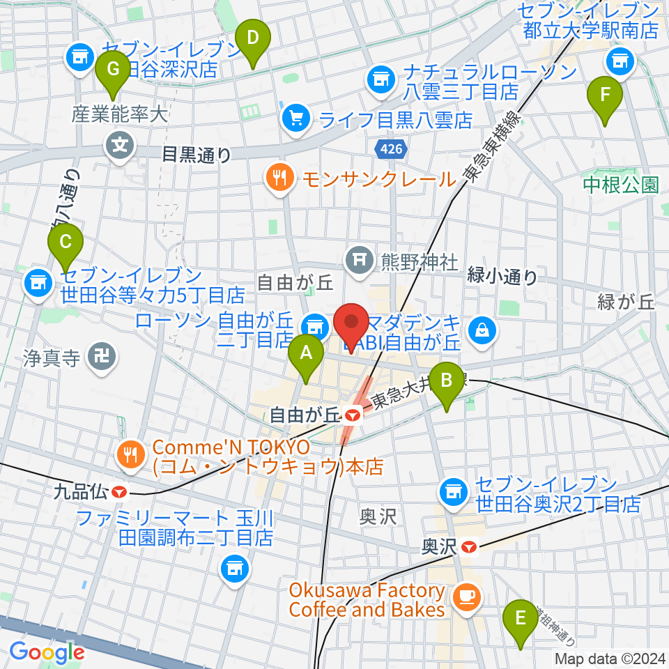 自由が丘hyphen周辺のホテル一覧地図