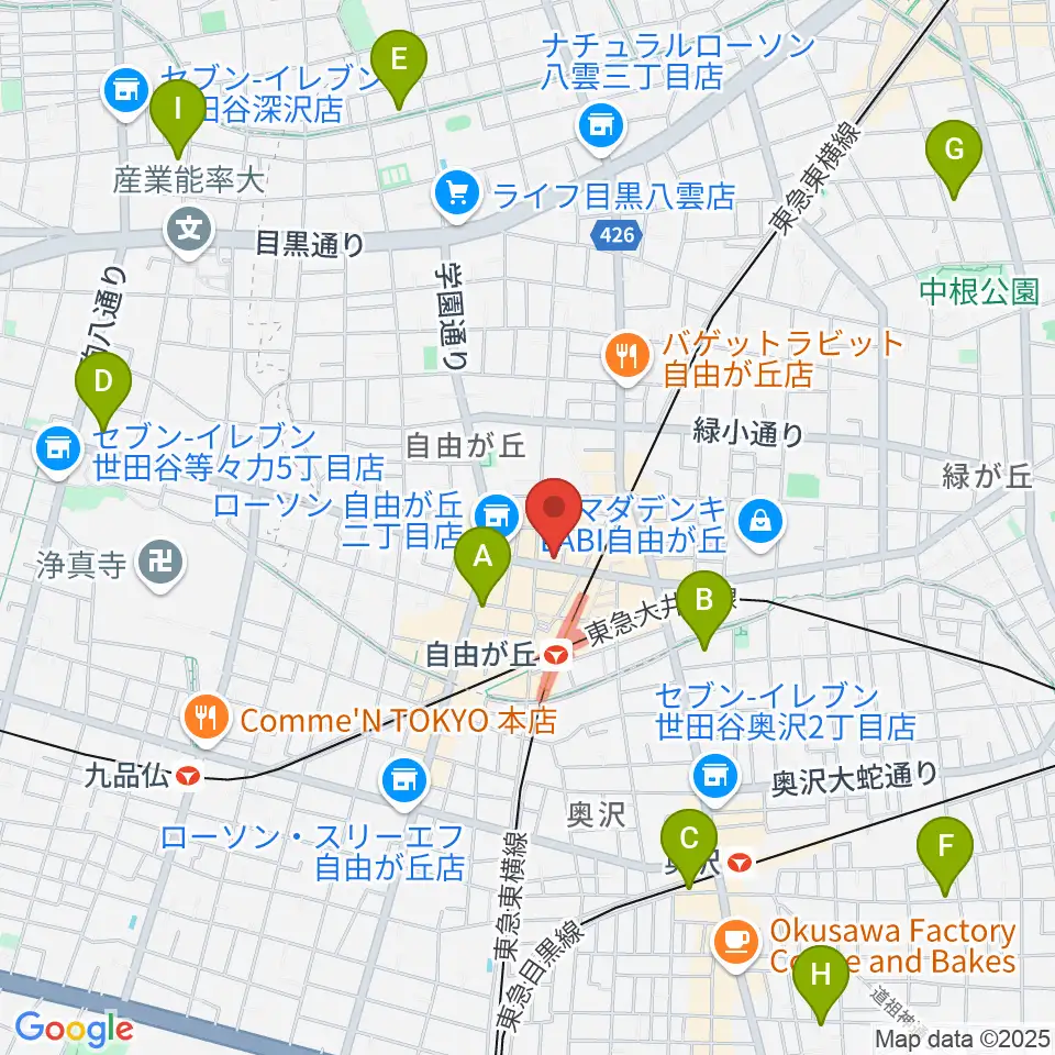 自由が丘hyphen周辺のホテル一覧地図