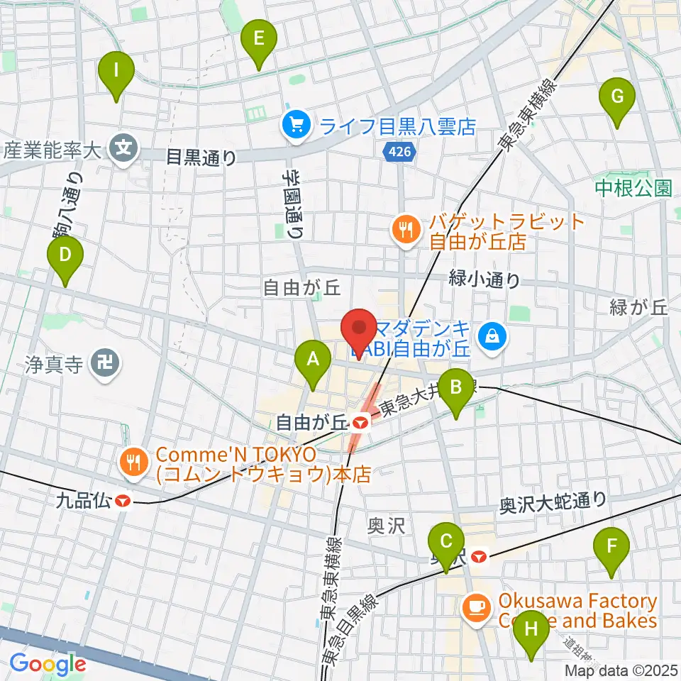 自由が丘hyphen周辺のホテル一覧地図