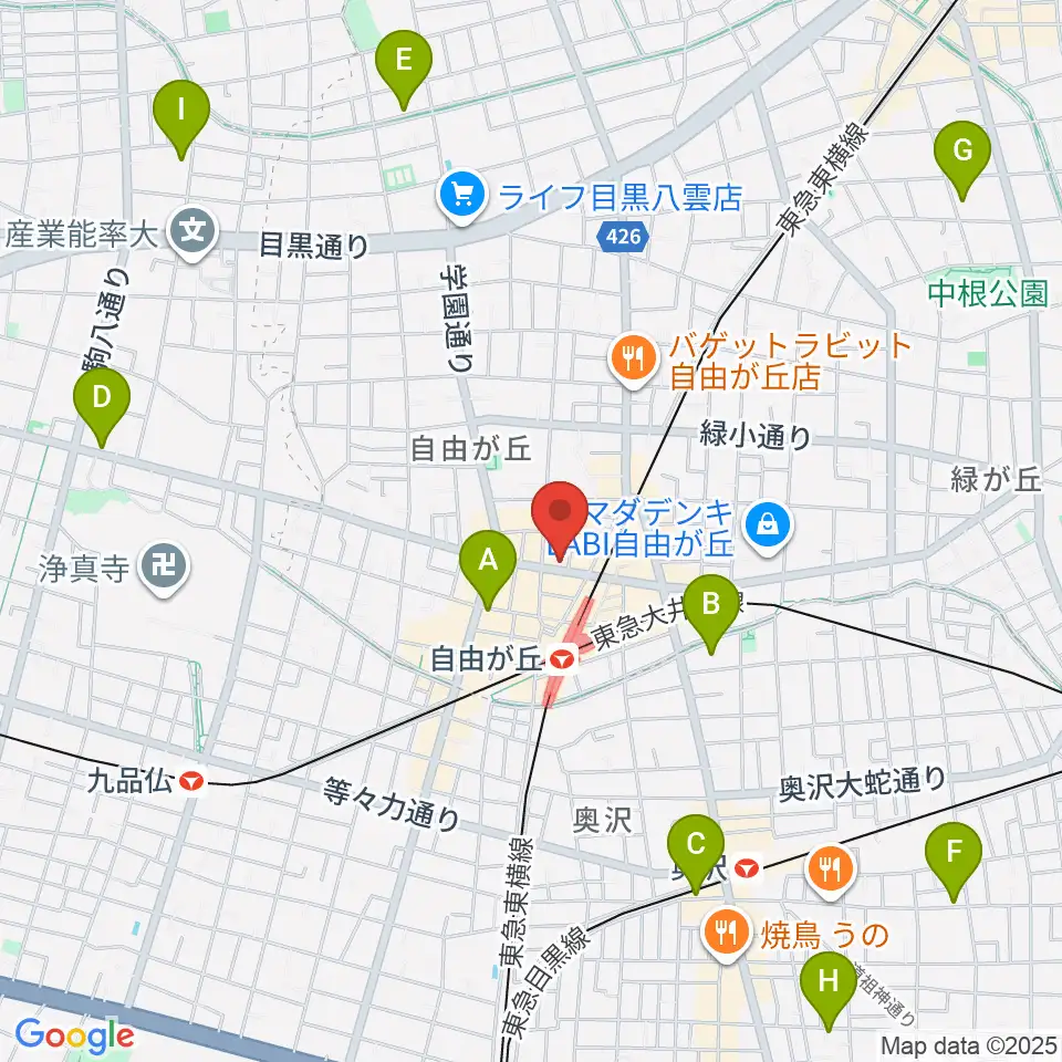自由が丘hyphen周辺のホテル一覧地図