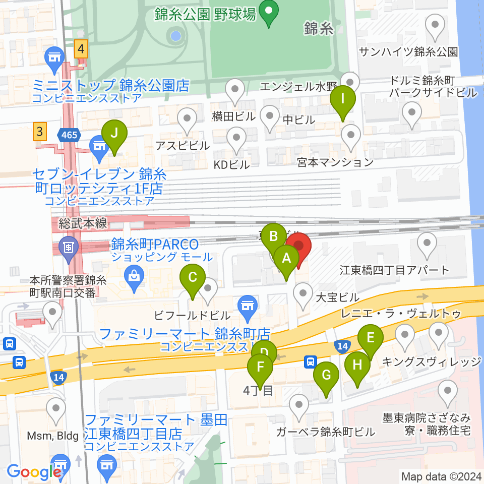 錦糸町rebirth周辺のホテル一覧地図
