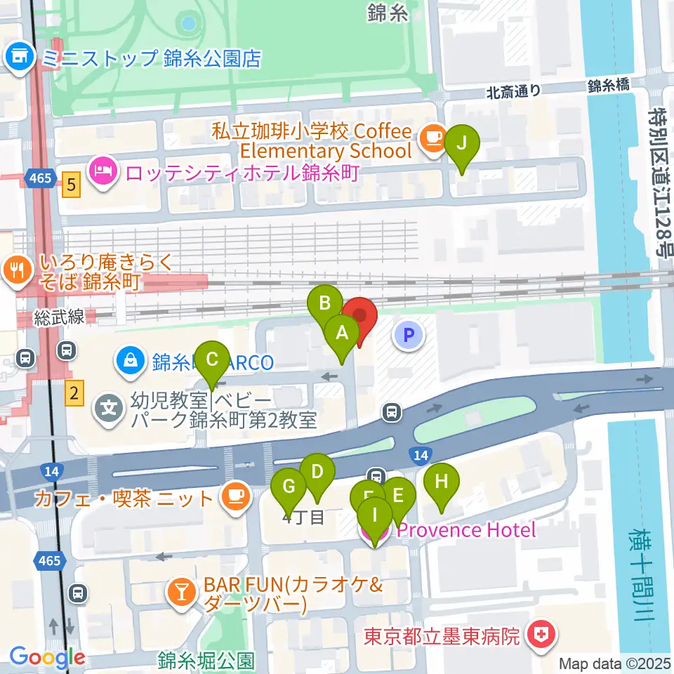 錦糸町rebirth周辺のホテル一覧地図