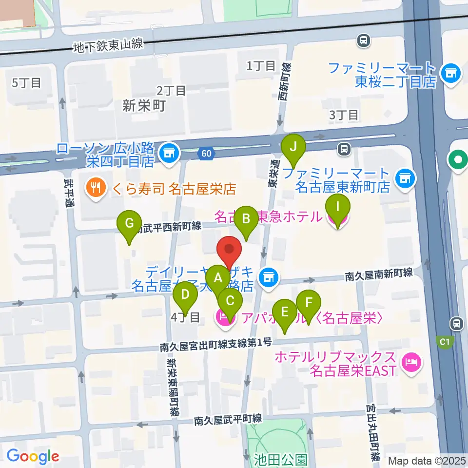 栄Party'z周辺のホテル一覧地図