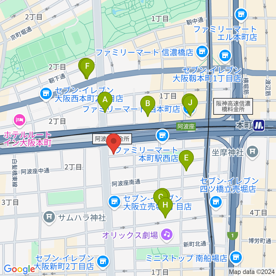 阿波座BIG JACK周辺のホテル一覧地図