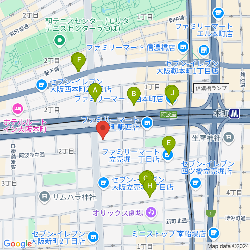 阿波座BIG JACK周辺のホテル一覧地図