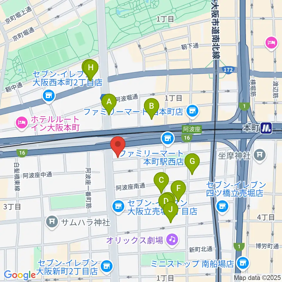 阿波座BIG JACK周辺のホテル一覧地図