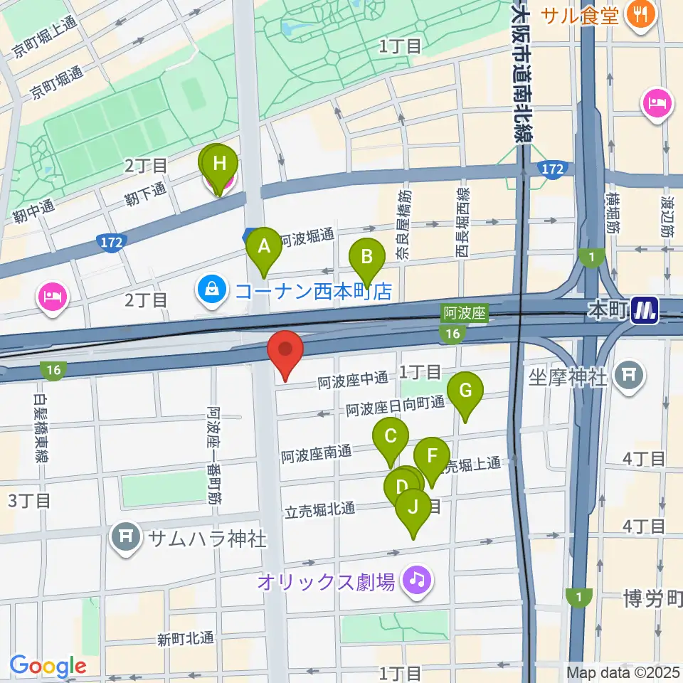 阿波座BIG JACK周辺のホテル一覧地図